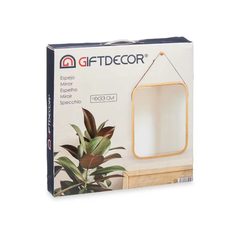 Hanging mirror Natural Leather Bamboo...