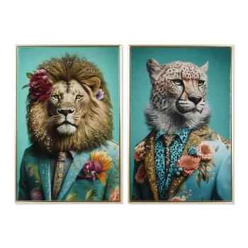 Painting Home ESPRIT Colonial Lion 63 x 3,5 x 93 cm (2...