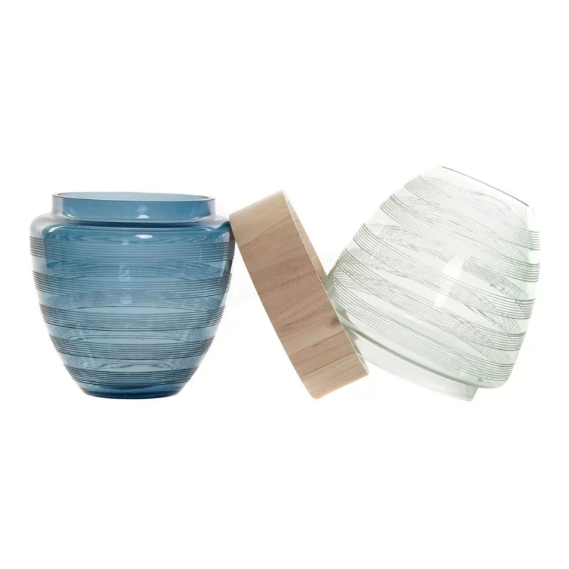 Vase DKD Home Decor Blue Mint Wood Crystal...