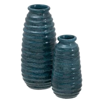 Vase Blue Ceramic 15 x 15 x 30 cm 2