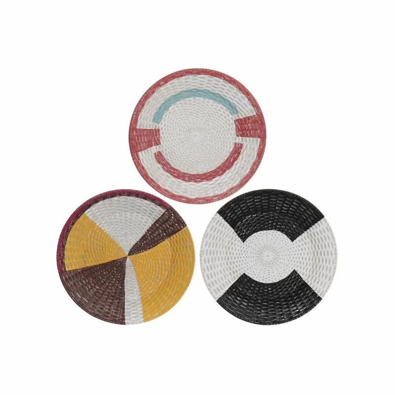Wall Decoration DKD Home Decor Multicolour Boho 34,5 x 3,5 x 34,5 cm (3 Pieces)