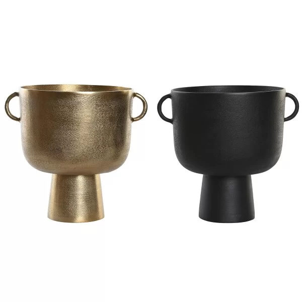 Vase DKD Home Decor 36 x 29 x 33 cm Black Golden Aluminium Modern (2 Units)