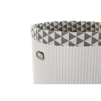 Laundry basket DKD Home Decor White Set Polyester Bamboo... 2