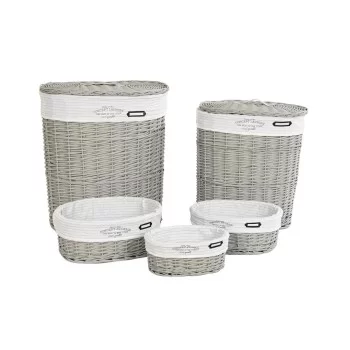 Set of Baskets DKD Home Decor Grey Polyester wicker (51 x...