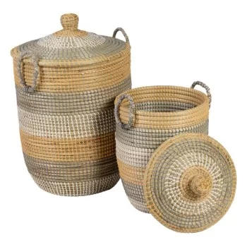Set of Baskets Grey Natural Marine algae Natural Fibre 38...
