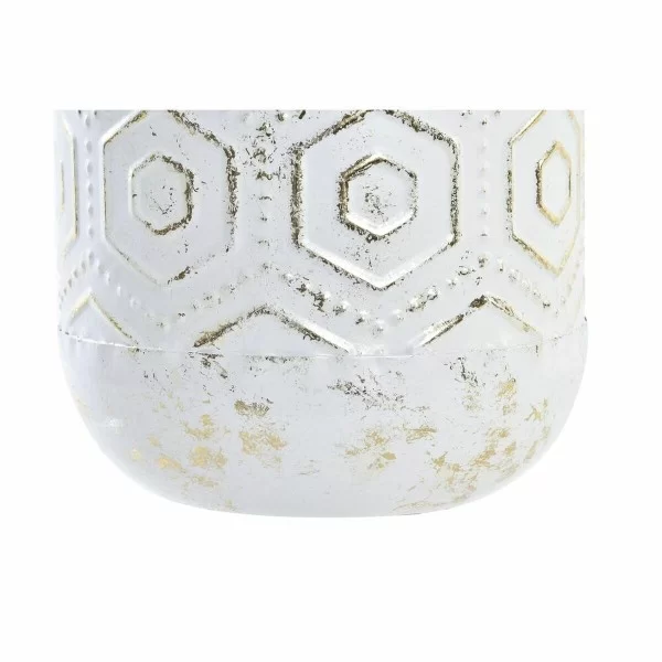 Vase DKD Home Decor Golden Metal White Oriental (17 x 17 x 56 cm)