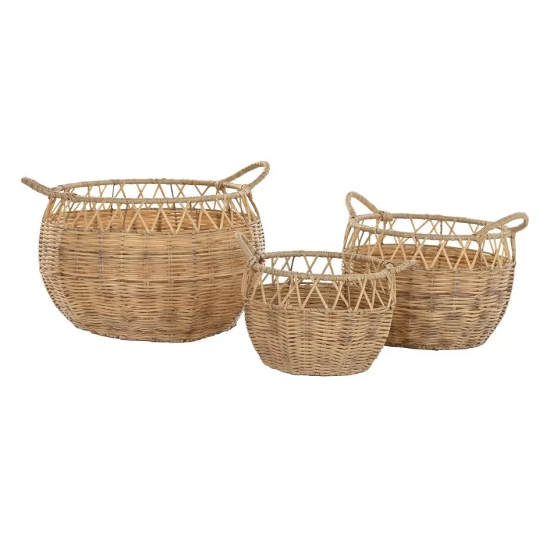 Basket set DKD Home Decor Natural Metal PE (38...