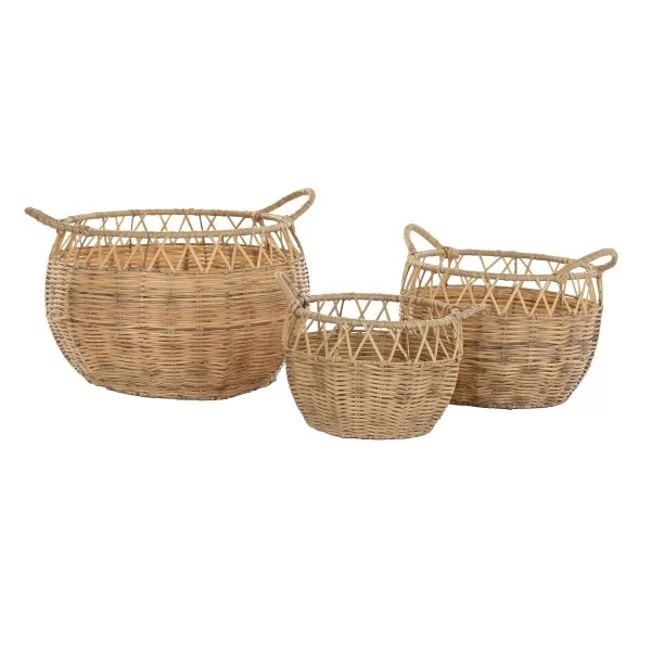 Basket set DKD Home Decor Natural Metal PE (38 x 38 x 27 cm)