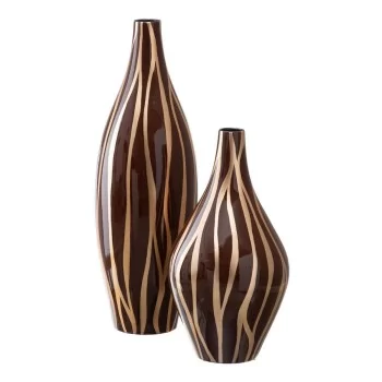 Vase Zebra Ceramic Golden Brown 23 x 23 x 43 cm 2