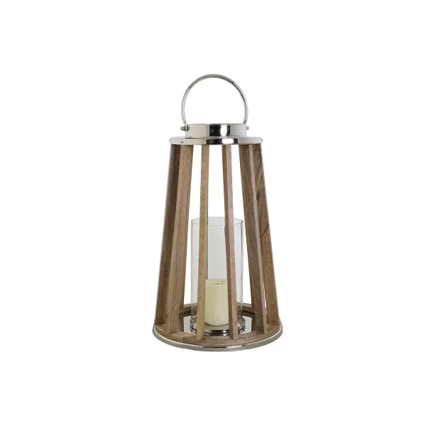 Candleholder DKD Home Decor Brown Silver Natural Crystal Mango wood 32 x 32 x 51 cm