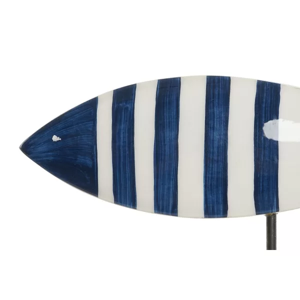 Decorative Figure Home ESPRIT Blue White Natural Fish Mediterranean 25 x 5 x 22 cm (2 Units)