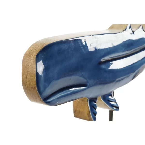 Decorative Figure Home ESPRIT Blue Natural Whale 30 x 5 x 26 cm