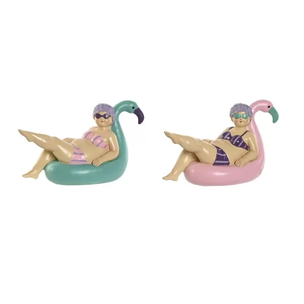Decorative Figure Home ESPRIT Multicolour Turquoise Lilac Mediterranean 22 x 9,5 x 13 cm (2 Units)