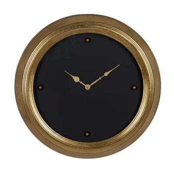 Wall Clock Black Golden PVC Crystal Iron MDF Wood 46 x 6...