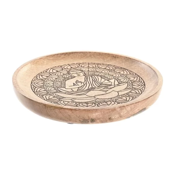 Valet Tray DKD Home Decor Mango wood Natural Buddha Oriental 20,5 x 20,5 x 2,5 cm