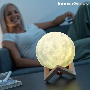 Rechargeable LED Moon Lamp Moondy InnovaGoods Wood 1,5 W... 2