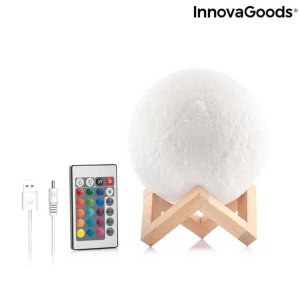 Rechargeable LED Moon Lamp Moondy InnovaGoods Wood 1,5 W (1 Unit) (Refurbished A)