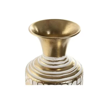 Vase Home ESPRIT White Golden Metal 14,6 x 14,6 x 65,4 cm 2