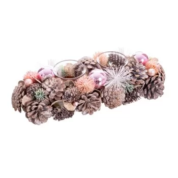 Christmas Candle Holder White Pink Plastic Foam 32 x 15 x...