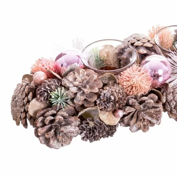 Christmas Candle Holder White Pink Plastic Foam 32 x 15 x 9 cm