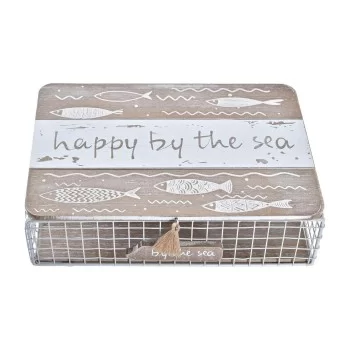 Decorative box DKD Home Decor White Brown Wood Metal 24 x...