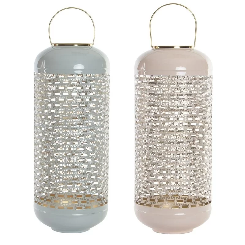 Candleholder DKD Home Decor 24 x 24 x 60 cm 24 x 24 x 71 cm Blue Pink Aluminium (2 Units)