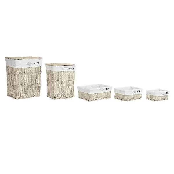 Set of Baskets DKD Home Decor Beige Polyester wicker (44 x 34 x 56 cm)