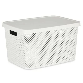Storage Box with Lid White Plastic 19 L 28 x 22 x 39 cm... 2