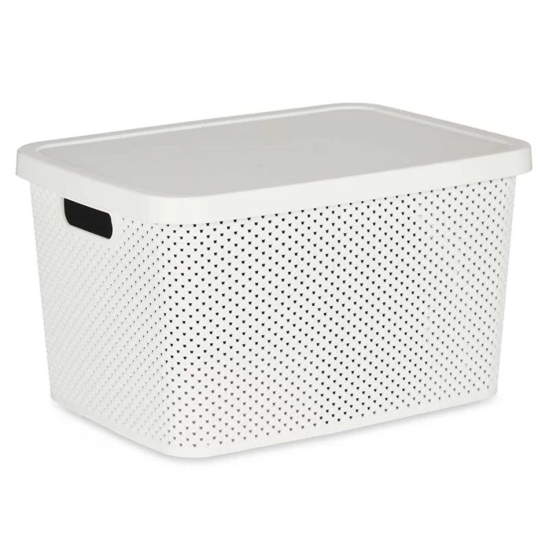 Storage Box with Lid White Plastic 19 L 28 x 22...