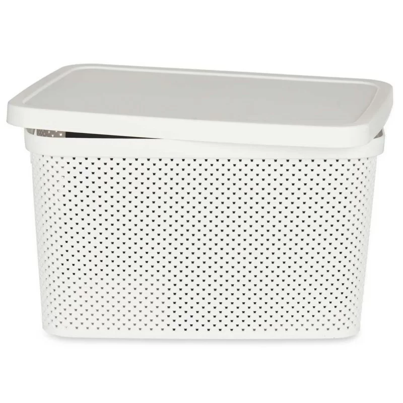 Storage Box with Lid White Plastic 19 L 28 x 22...