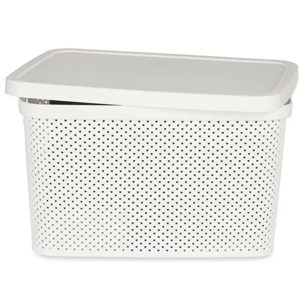 Storage Box with Lid White Plastic 19 L 28 x 22 x 39 cm (12 Units)