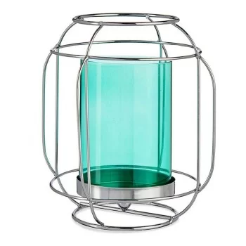 Candleholder Silver Blue Lantern Metal Glass (19 x 20 x...