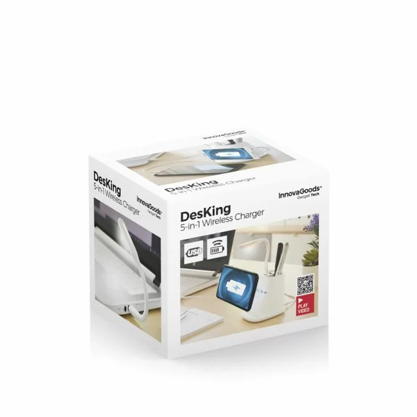 5-in-1 Wireless Charger with Organiser-Stand and USB LED Lamp DesKing InnovaGoods RIV001 (Refurbished A)