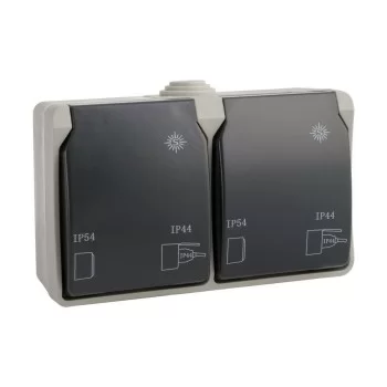 Plug socket Solera With lid Double Grey 16 A Surface 2