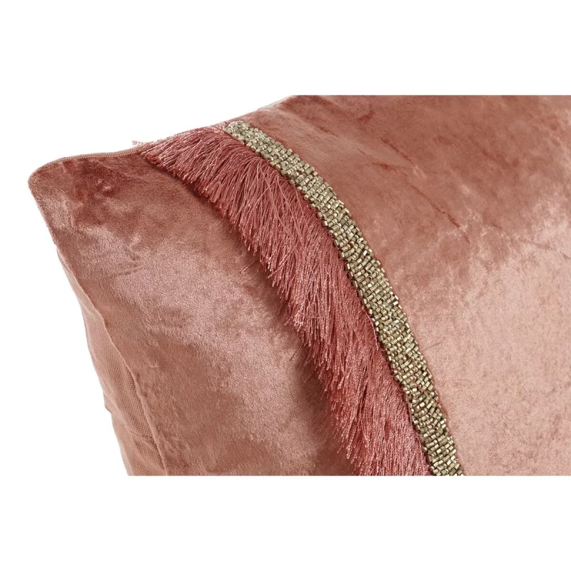 Cushion DKD Home Decor Coral Squared Fringe 45...