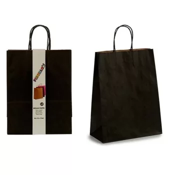 Set of Bags Paper 25,5 x 11,5 x 43 cm Black (12 Units) 2