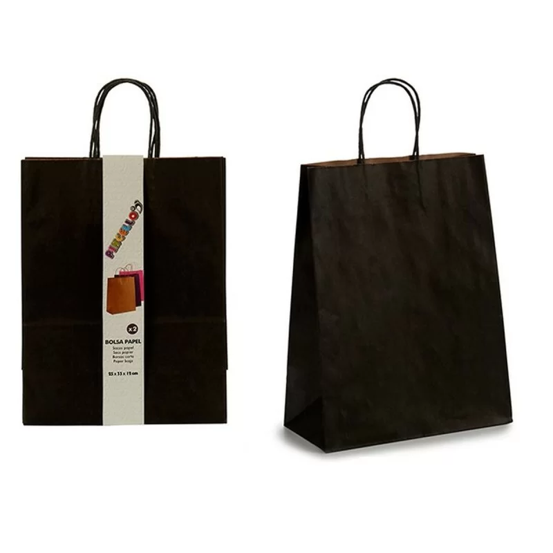 Set of Bags Paper 25,5 x 11,5 x 43 cm Black (12...