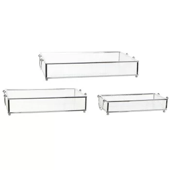 Set of trays DKD Home Decor Crystal Metal Transparent (31...