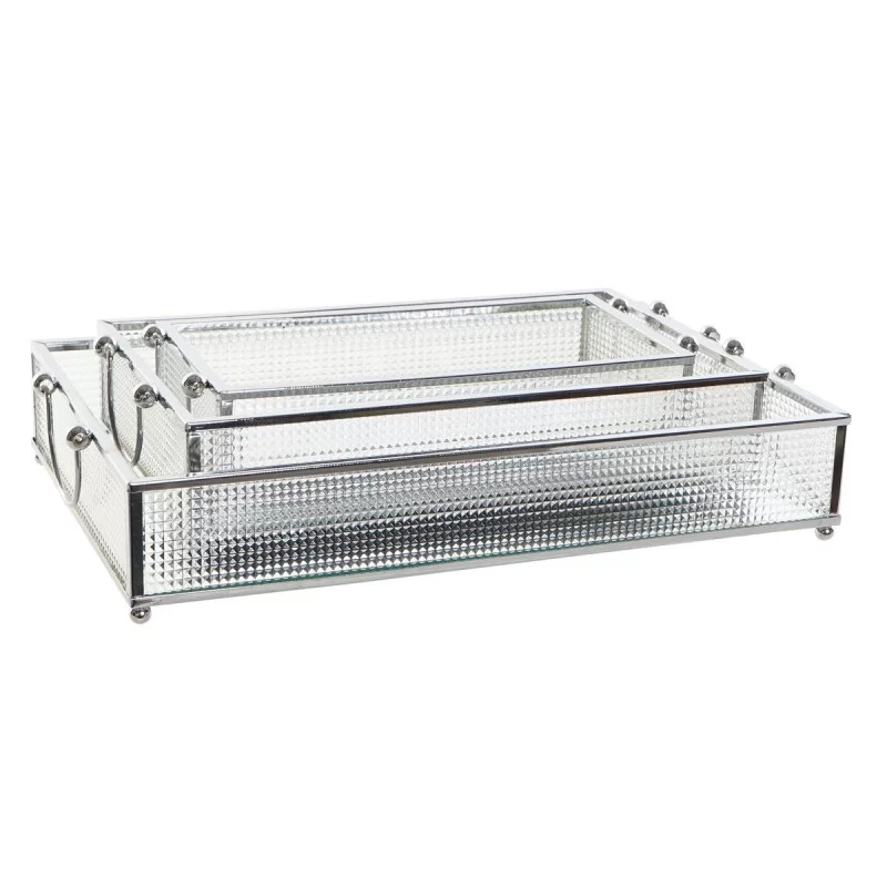 Set of trays DKD Home Decor Crystal Metal...