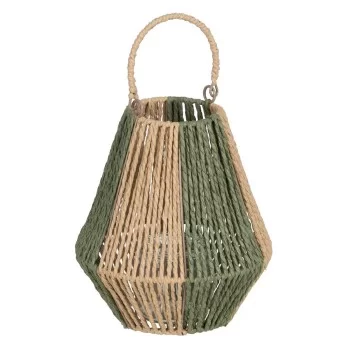 Lantern Candleholder Lantern Green Beige Metal Paper...