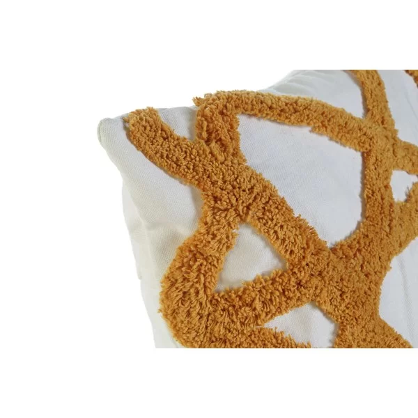 Cushion Home ESPRIT White Orange 40 x 5 x 40 cm (2 Units)