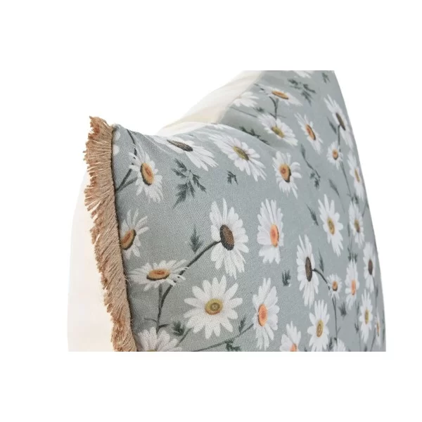 Cushion Home ESPRIT Green Beige Flowers Printed Romantic 45 x 5 x 45 cm (2 Units)