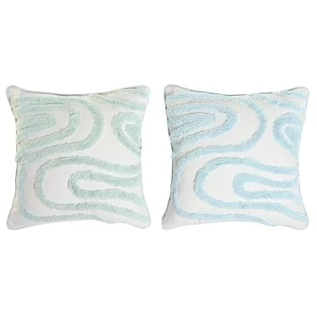 Cushion Home ESPRIT Blue White Green 40 x 5 x 40 cm (2...
