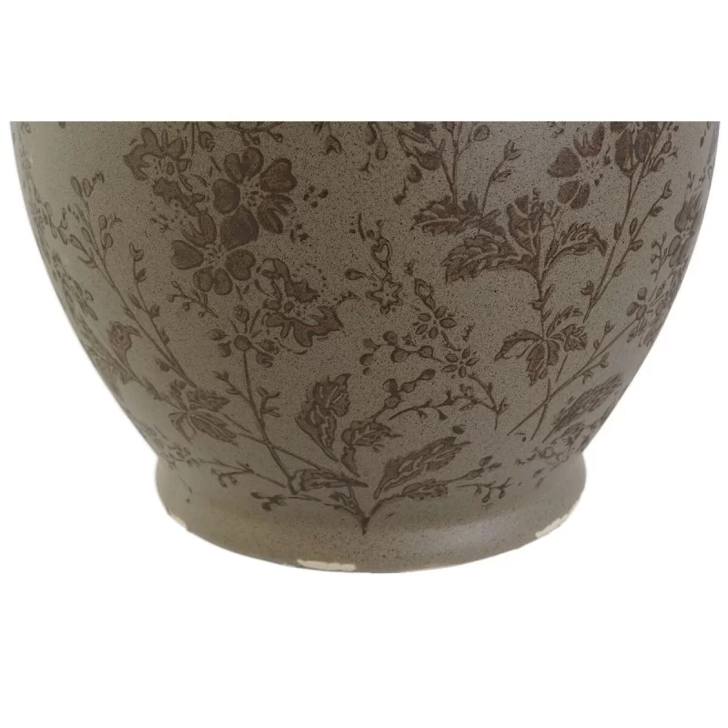 Vase Home ESPRIT Brown Green Stoneware Leaf of...