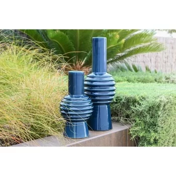 Vase Home ESPRIT Blue Grey Porcelain 14 x 14 x 28 cm (2... 2