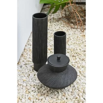 Vase Home ESPRIT Black Resin 10 x 10 x 30 cm (12 Units) 2