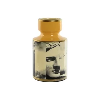 Vase Home ESPRIT Yellow Black Golden Porcelain 14 x 14 x...