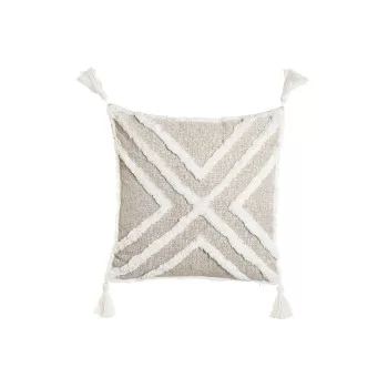 Cushion Home ESPRIT White Grey Tassels Boho 45 x 15 x 45 cm