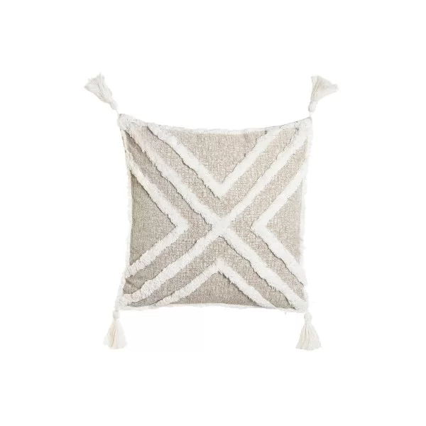 Cushion Home ESPRIT White Grey Tassels Boho 45 x 15 x 45 cm
