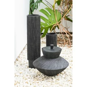 Vase Home ESPRIT Black Resin Colonial 12 x 12 x 47,5 cm 2